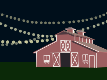 picture of barn with lights
