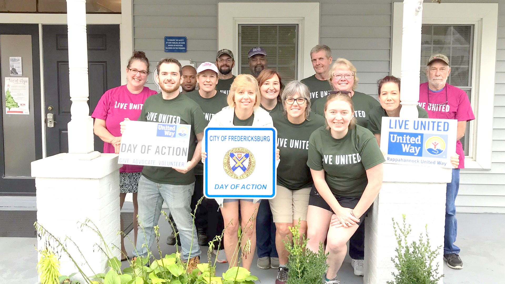 Day of Action City of Fredericksburg team photo in front of Hope House project site