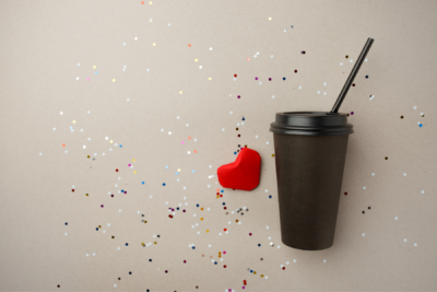 coffee to go cup with red heart